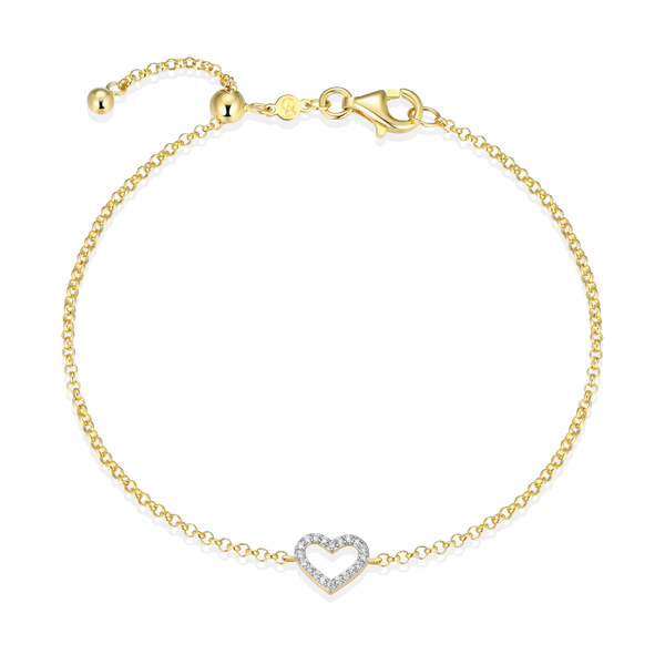 Open Heart Lab Grown Diamond Bracelet Gold-Plated Sterling Silver