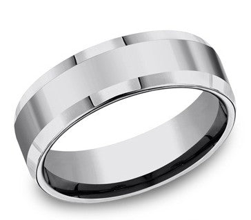 Tungston Beveled Edge Wedding Band