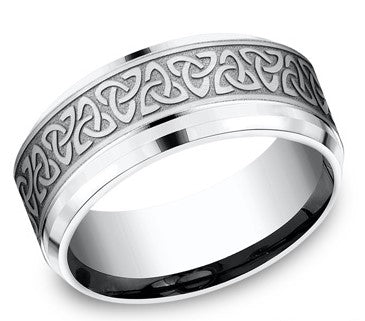 Cobalt Benchmark Love Knot Triangle Wedding Band