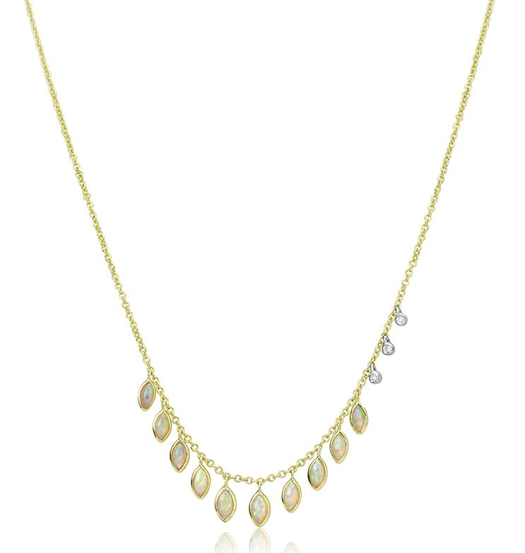 14k Yellow Gold Contemporary Opal Necklace