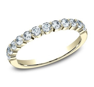 14k Yellow Gold Shared Prong 0.72ctw Round Diamond Wedding Band