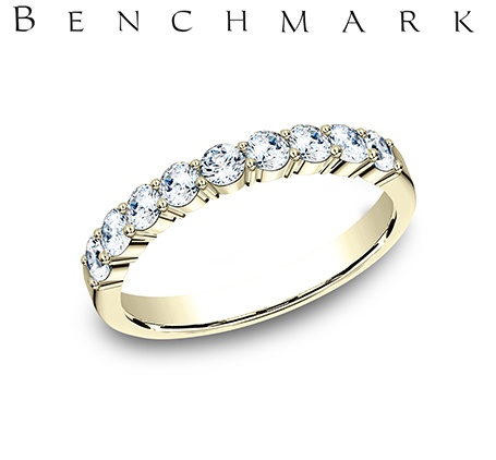 14k Yellow Gold Shared Prong 0.72ctw Round Diamond Wedding Band