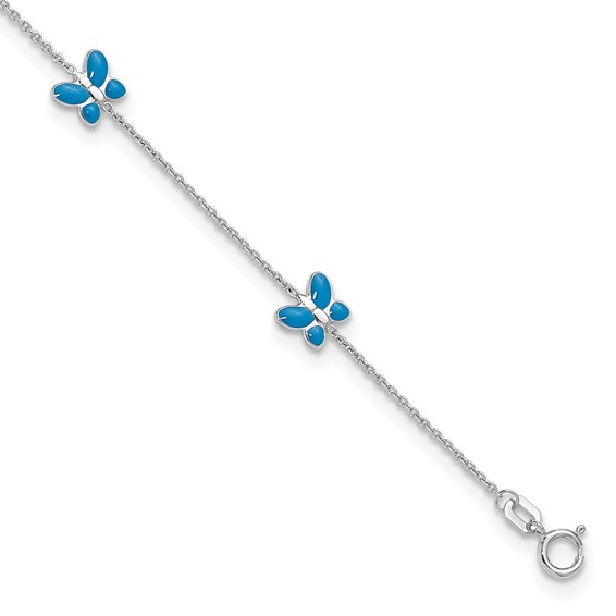 14k White Gold Butterfly Ankle Bracelet