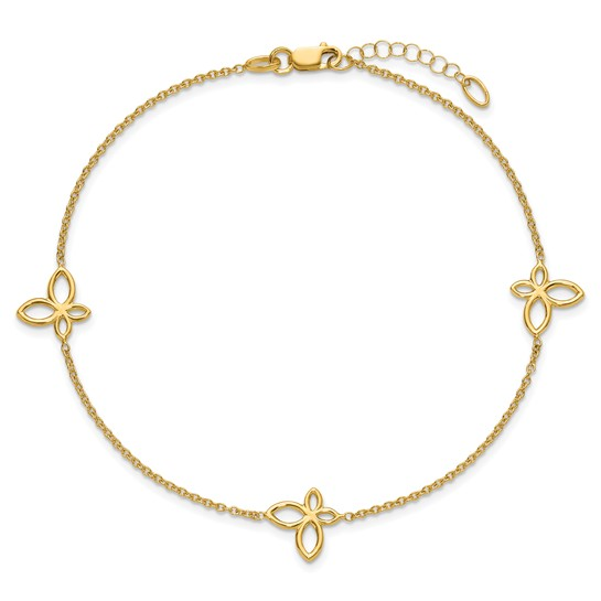 14k Yellow Gold Butterfly Ankle Bracelet