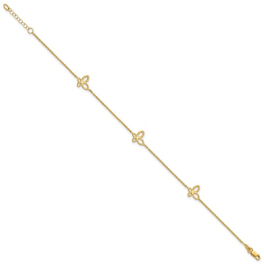 14k Yellow Gold Butterfly Ankle Bracelet