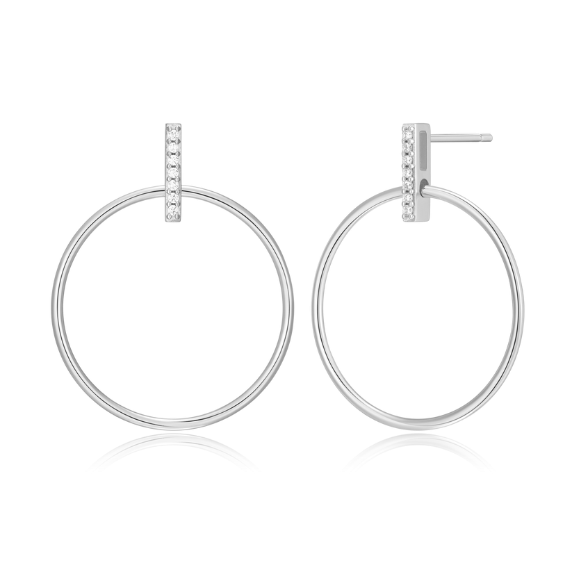 Front Hoop Stud Earrings Sterling Silver