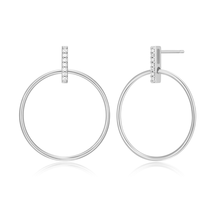 Front Hoop Stud Earrings Sterling Silver