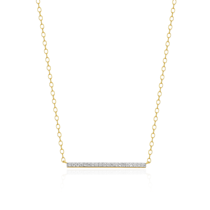Pave Lab Grown Diamond Bar Necklace Gold-Plated Sterling Silver