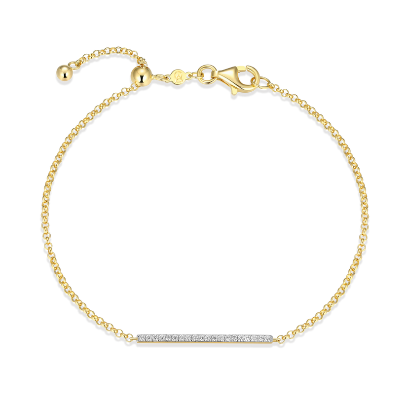 Sterling Silver Gold Plated Lab Grown Diamond Bar Bracelet