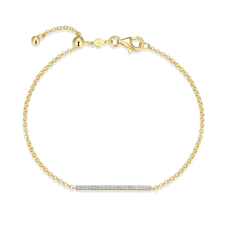 Sterling Silver Gold Plated Lab Grown Diamond Bar Bracelet