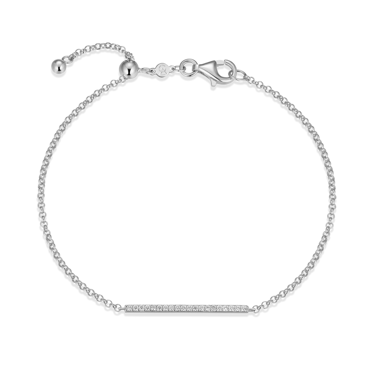 Pave Bar Lab Grown Diamond Sterling Silver Bracelet