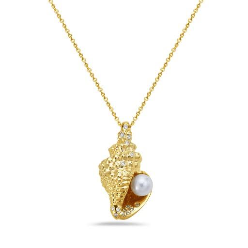 14k Yellow Gold Shell Pearl Pendant