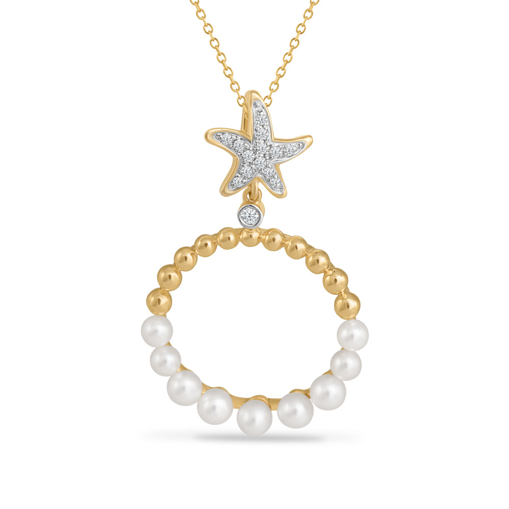 14k Yellow Gold Circle Diamond Pendants