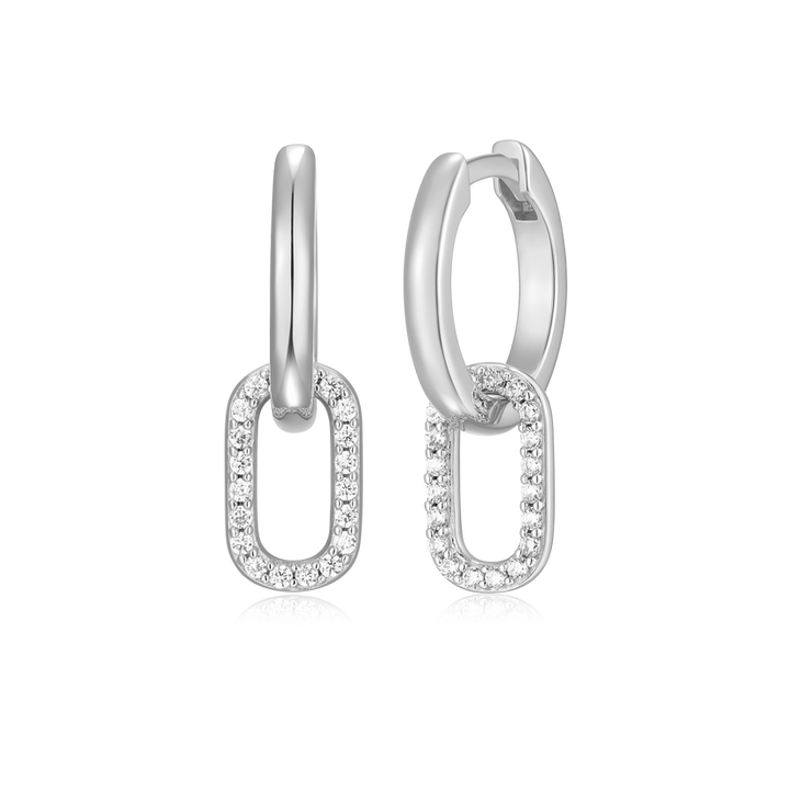 Sterling Silver White Huggies Earrings
