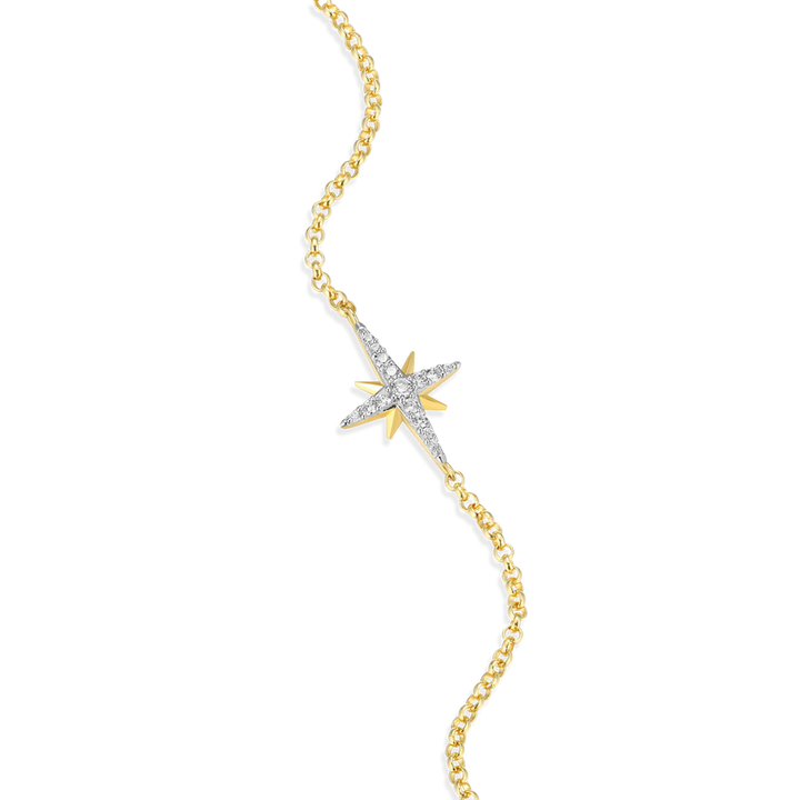 Sterling Silver Gold Plated Lab Grown Diamond Northstar Bracelet