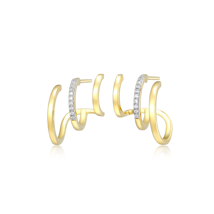 Multi-Hoop Claw Stud Earrings Gold-Plated Sterling Silver