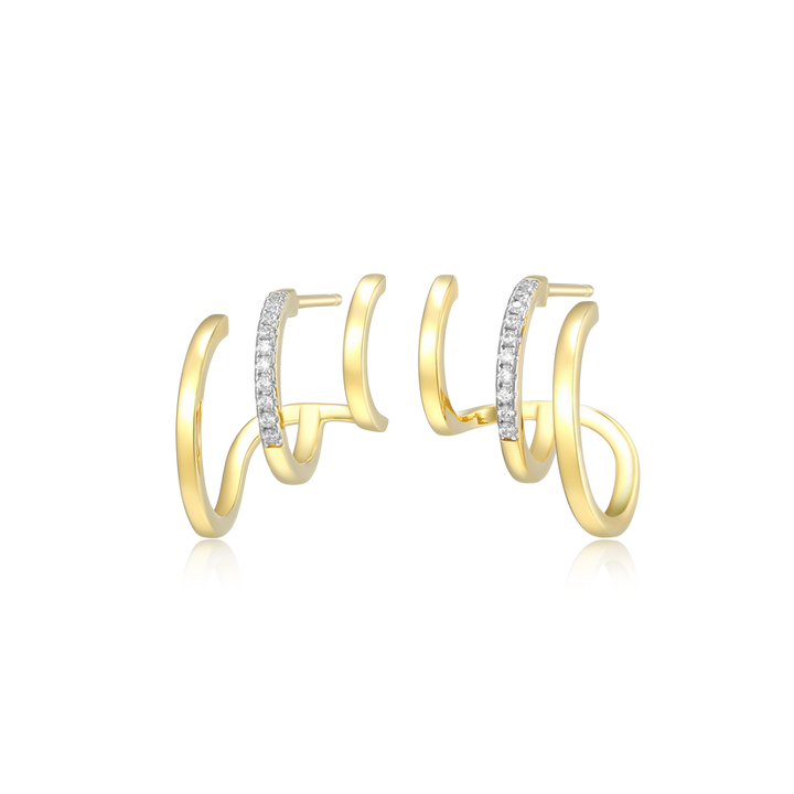 Multi-Hoop Claw Stud Earrings Gold-Plated Sterling Silver
