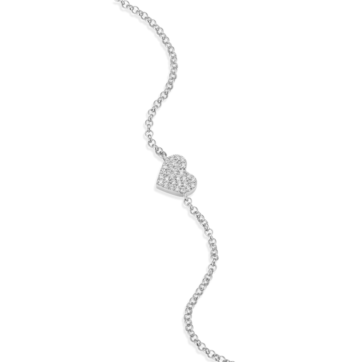 Sterling Silver Heart Diamond Bracelet
