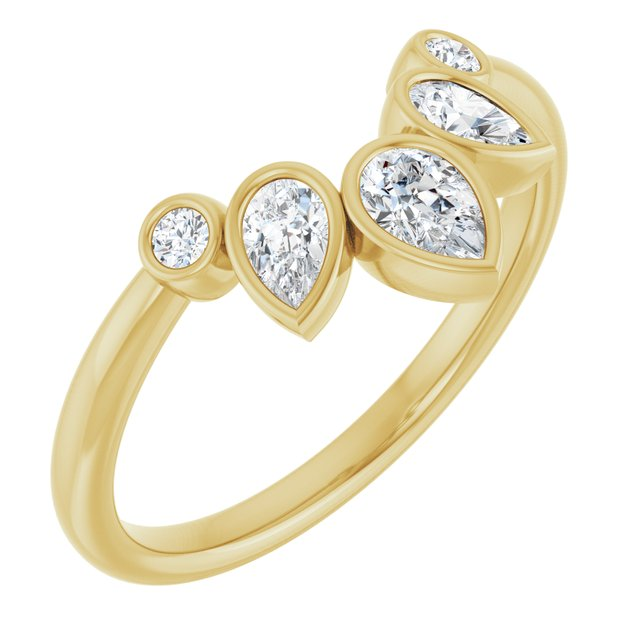 14k Yellow Gold ctw Pear Lab Grown Diamond Wedding Band