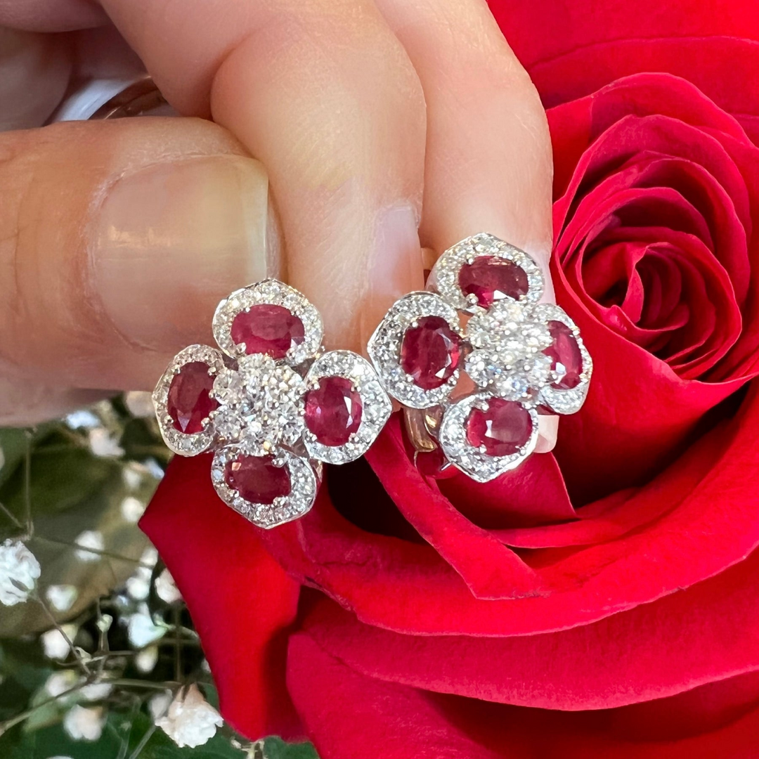 18k Lever Backs Rubies Earrings