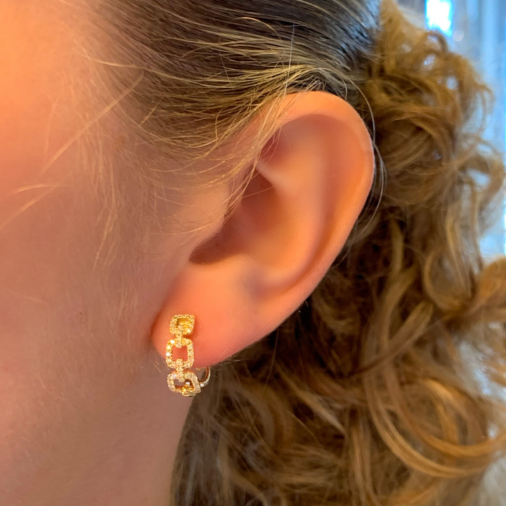 14k Yellow Gold Small Hoop Diamond Earrings 0.37 cttw
