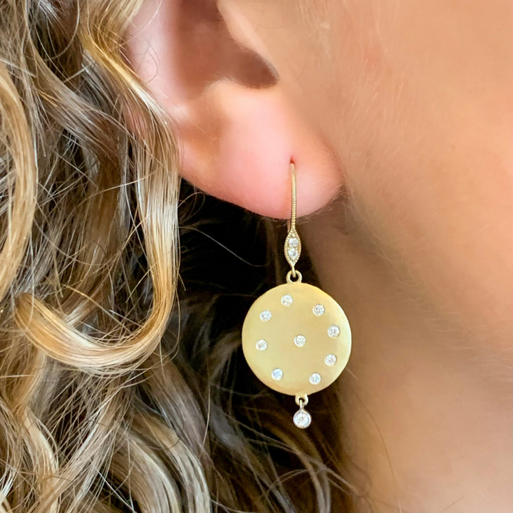 14k Yellow Gold Drop Diamond Earrings 0.30 cttw