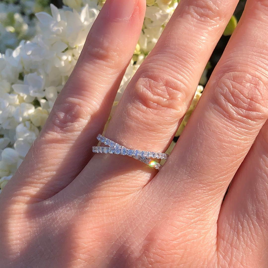 14k White Gold Contemporary Diamond Fashion Rings