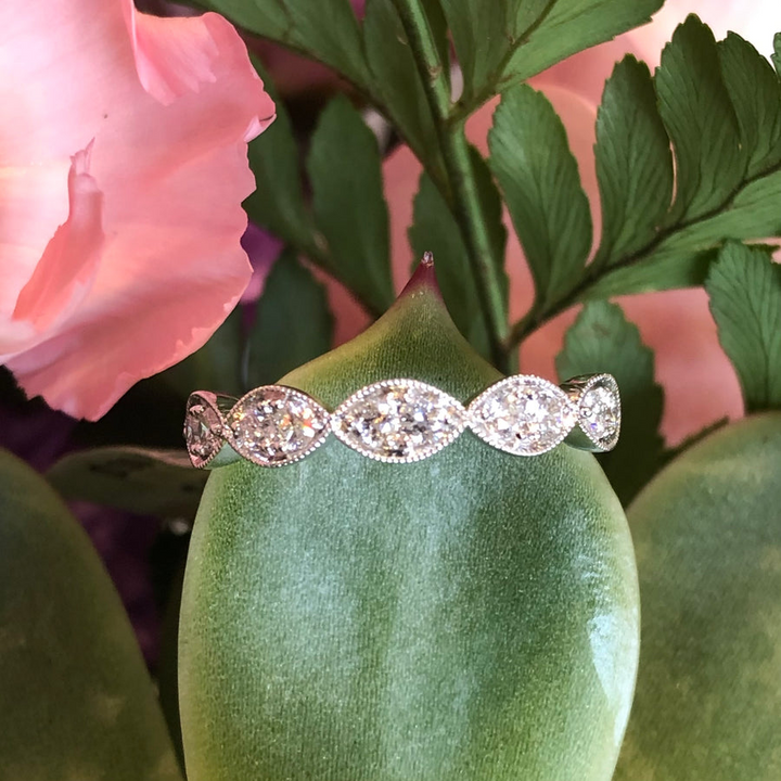 Platinum White Gold Pave Set ctw Diamond Wedding Band