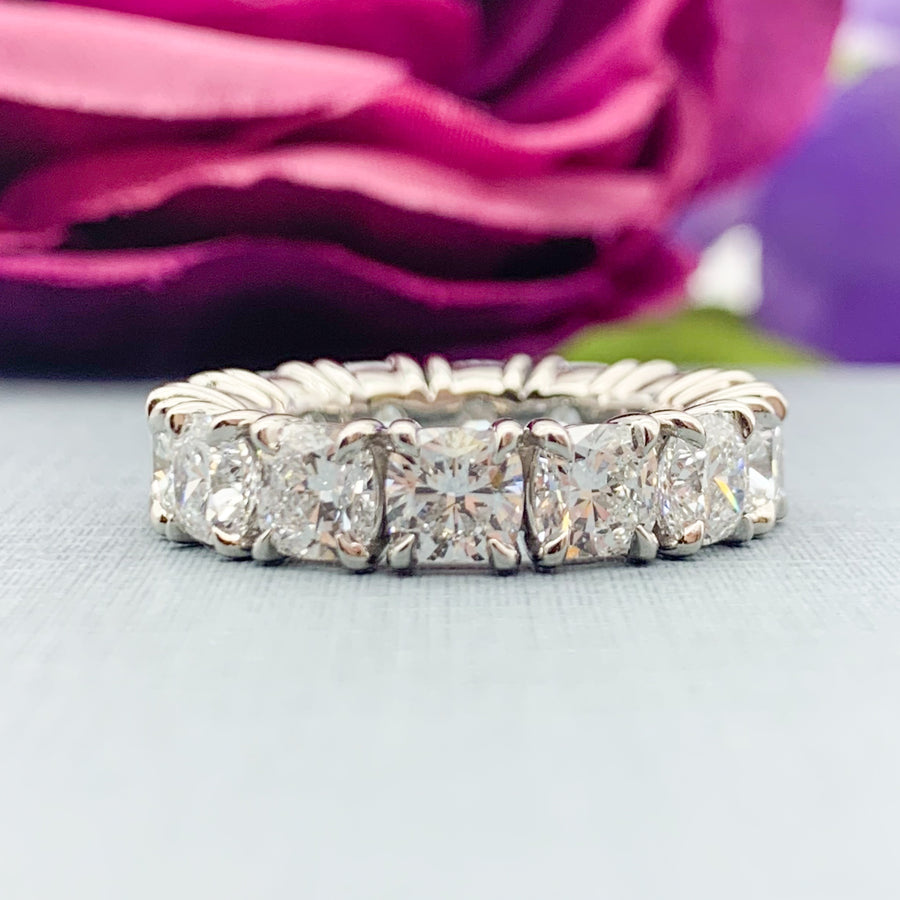 Platinum Eternity 7.17ctw Cushion Lab Grown Diamond Wedding Band