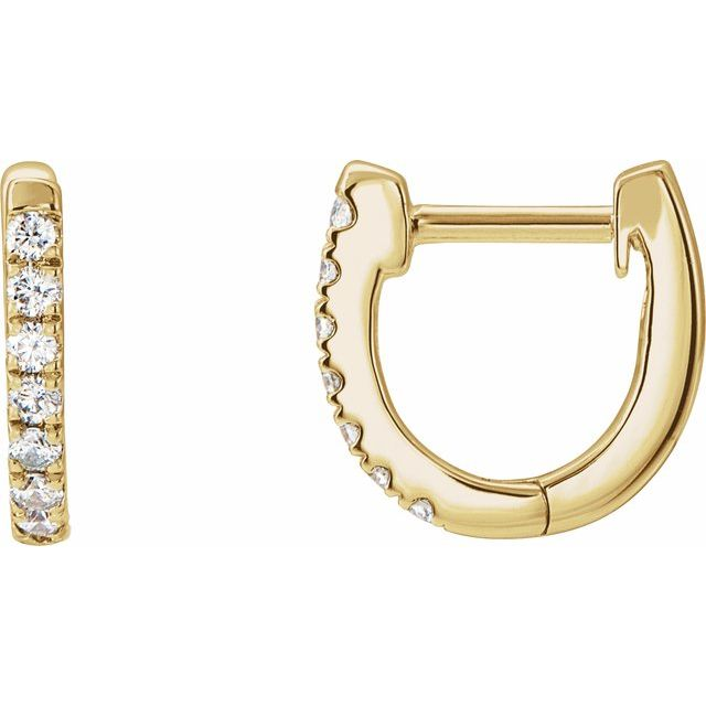 14k Yellow Gold Small Hoop Diamond Earrings