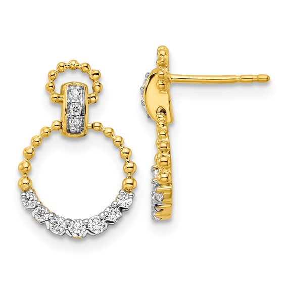 14k Yellow Gold Lab Grown Diamond Earrings 0.25 cttw