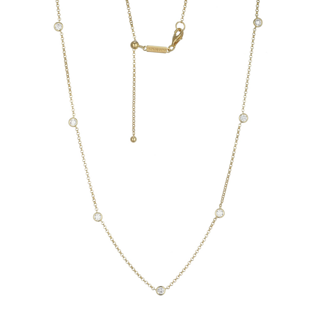Sterling Silver Yellow Bezel 22 inch Necklace