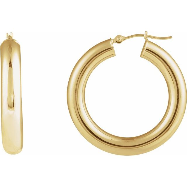 14k Yellow Gold Medium Hoop Earrings