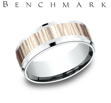 14k Rose and White Wedding Band