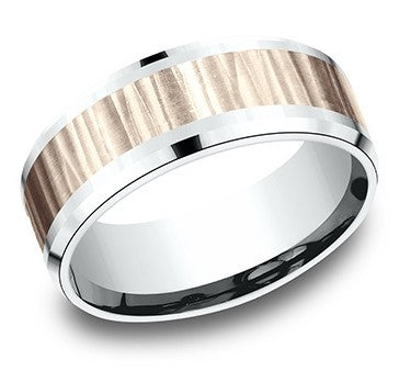 14k Rose and White Wedding Band