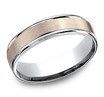 14k Rose and White Wedding Band