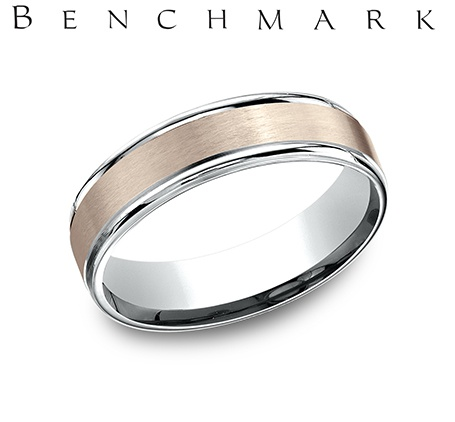 14k Rose and White Wedding Band