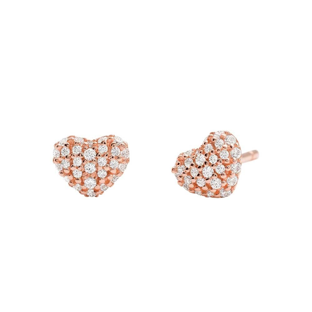 14k Rose Gold Cluster Diamond Earrings 0.12 cttw