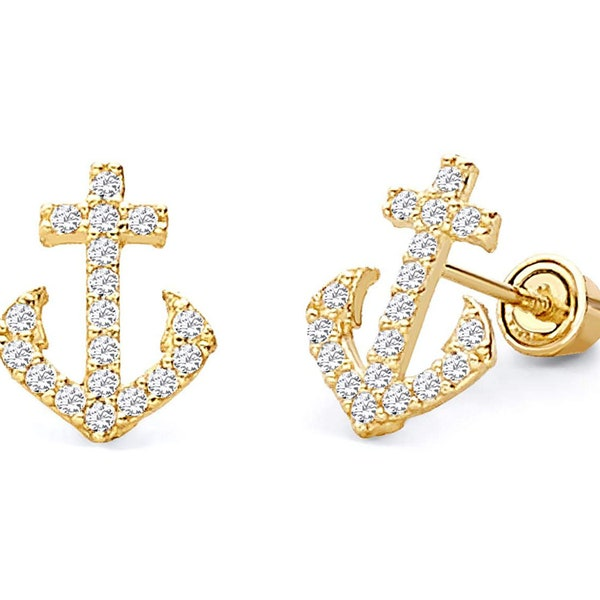 14k Yellow Gold Stud Diamond Earrings 0.13 cttw
