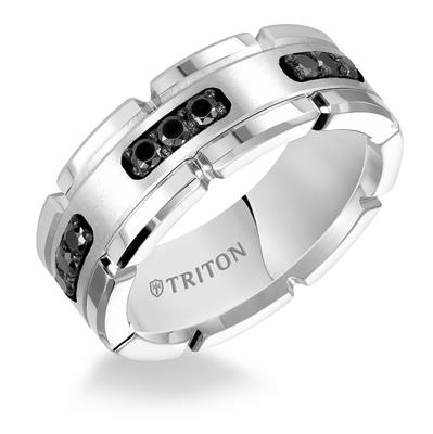 Tungston black diamond Wedding Band