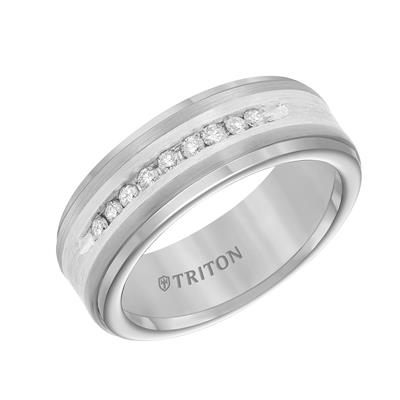 Tungston Two Tone Diamond Wedding Band
