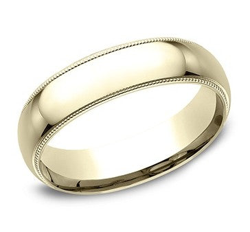 14k Yellow Gold Polished Milgrain Wedding Band