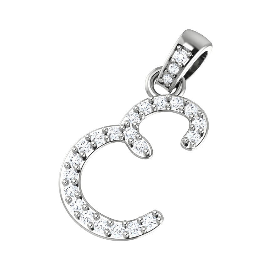 14k White Gold Inital Diamond Pendants