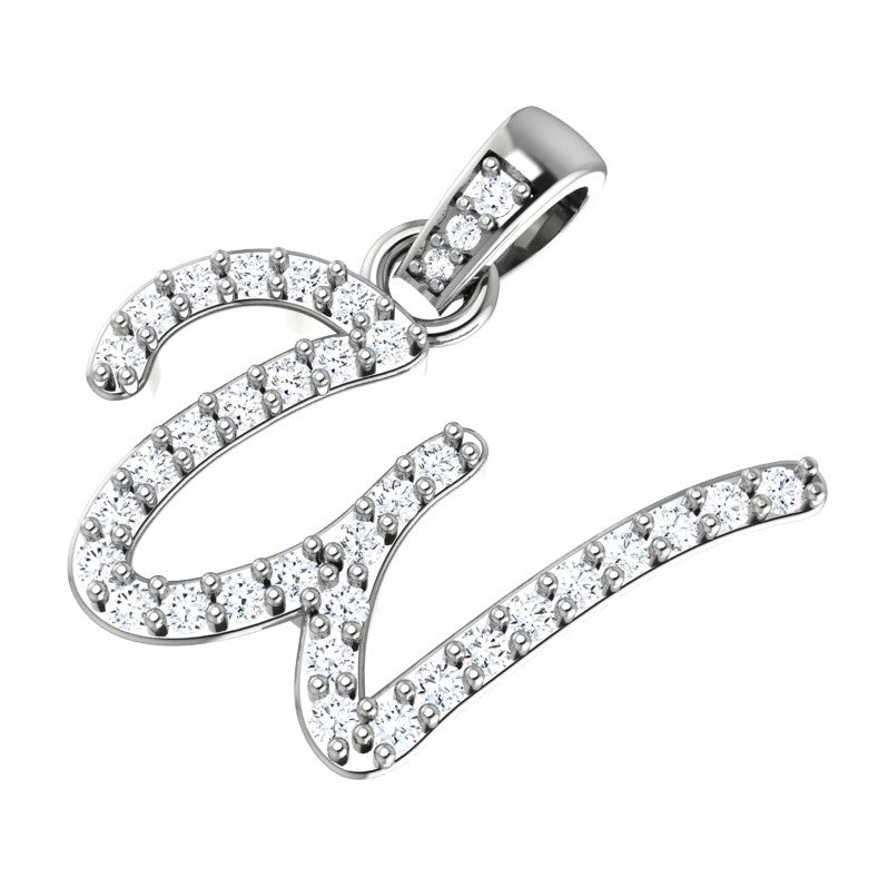 14k White Gold Inital Diamond Pendants