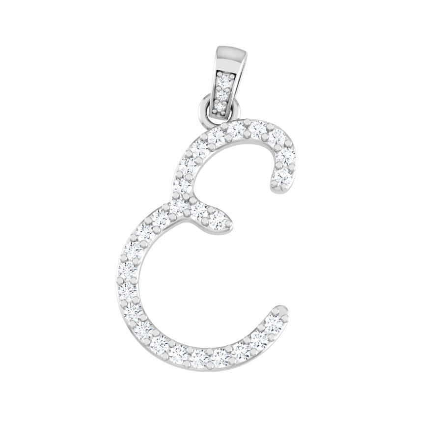 14k White Gold Inital Diamond Pendants