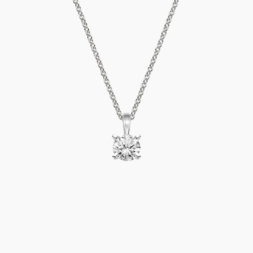 14k White Gold Solitaire Diamond Pendants