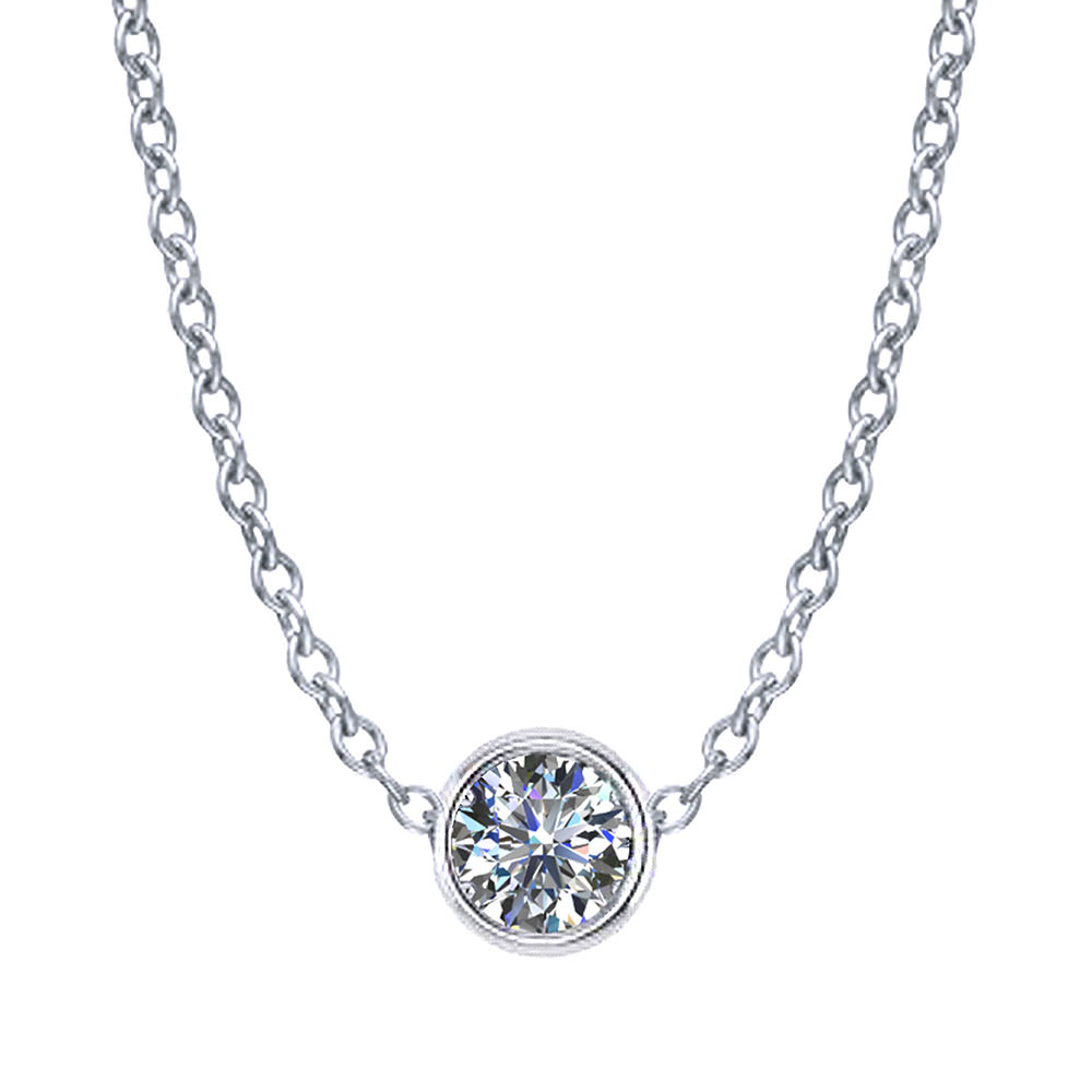 14k White Gold Bezel Diamond Necklace