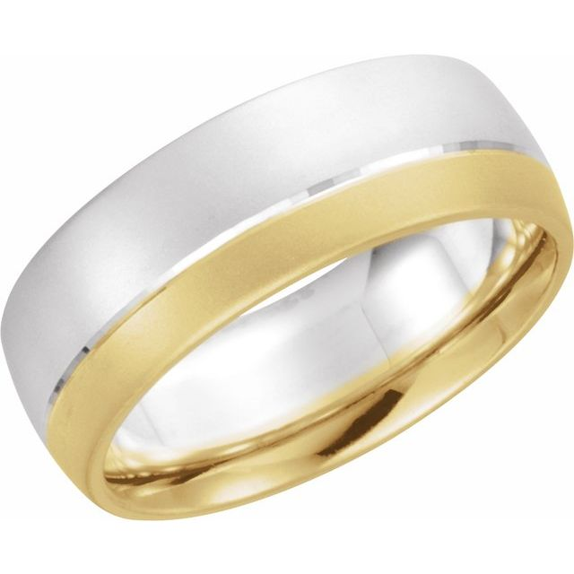 14k Two Tone Satin Wedding Band