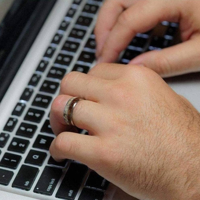 Titanium Hunter Polished Mens Wedding Band