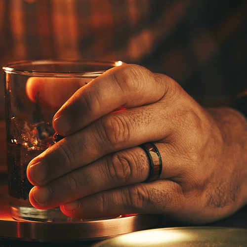 Black Zirconium Overlander Hammered Mens Wedding Band